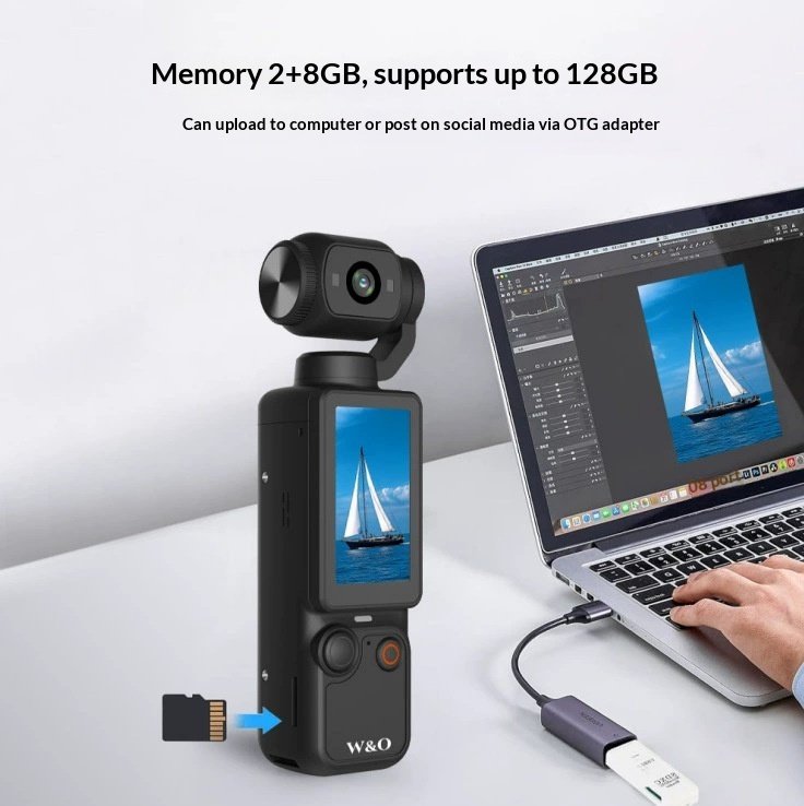 Kišeninis HD rankinis stabilizatorius su itin ryškia, vaizdo drebėjimą slopinančia kamera