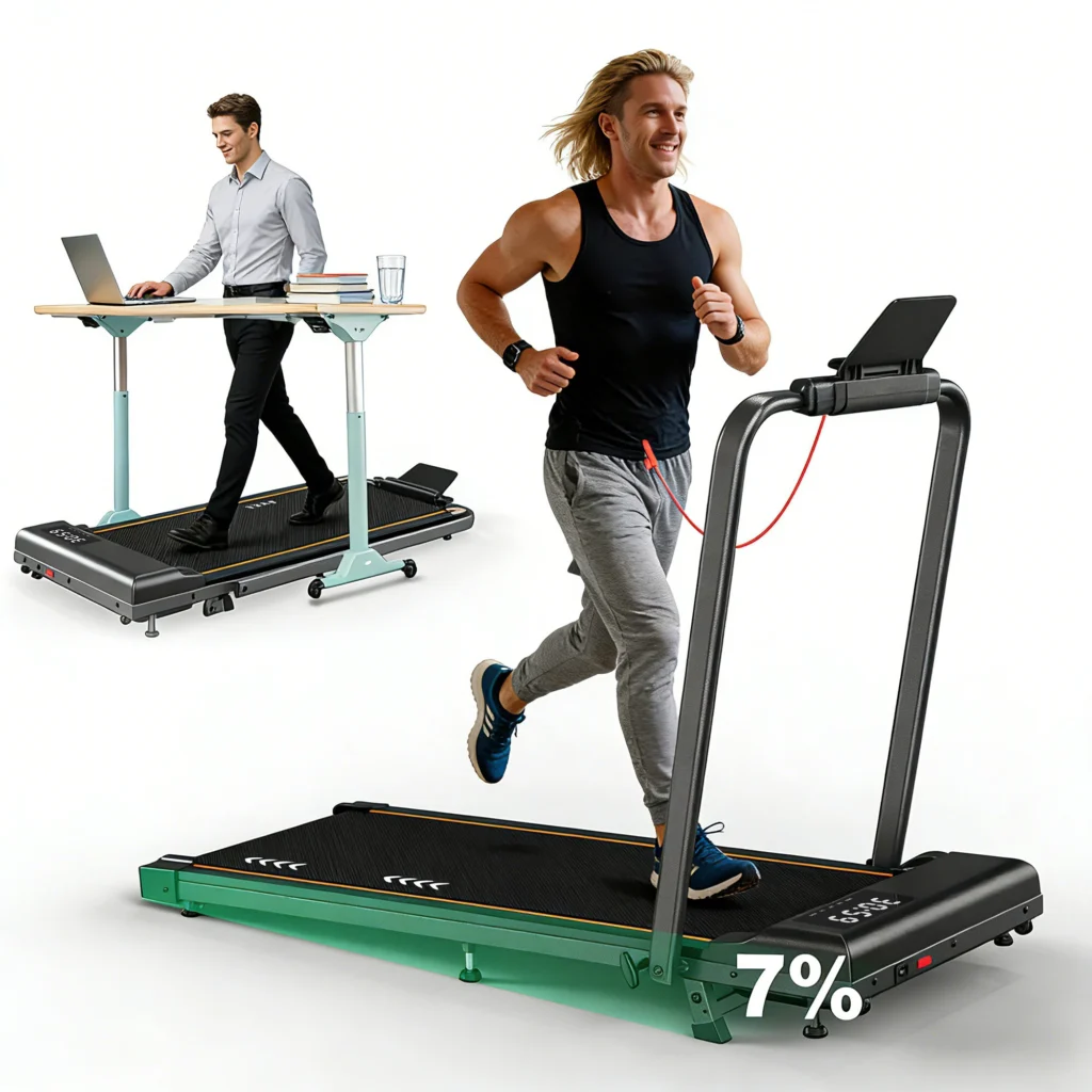 [EU Direct] „Bominfit TW2“ profesionalus bėgimo takelis su amortizacija ir 7 % nuolydžiu – maksimalus greitis 12 km/h, 120 kg apkrova, 7 sluoksnių apsauga nuo smūgių į kelius, sulankstomas, skirtas namams ir biurui