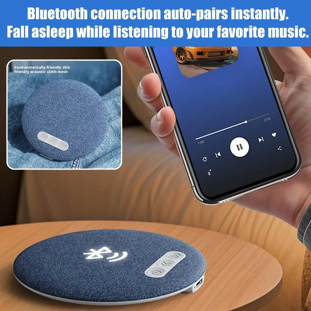 Miegamojo pagalvės garsiakalbis su „Bluetooth 5.4“ – garso generatorius, įdedamas po pagalve, su baltojo triukšmo funkcija ir 30, 60 bei 90 minučių laikmačiais, Hi-Fi stereo garsas