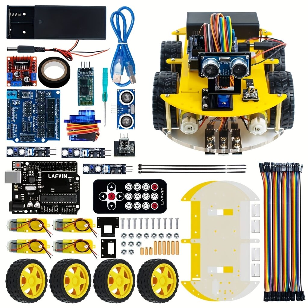 LAFVIN Pramoninis Robotas 4WD Daugiafunkcis Robotas Rinkinys DIY Išmanusis Robotas Rinkinys A-duino Programavimo Rinkinys