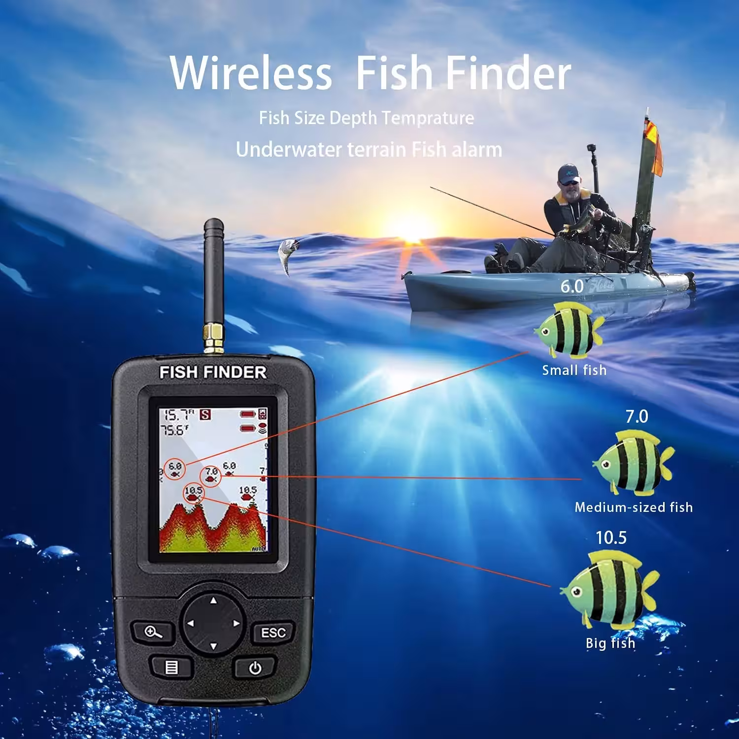 sensor de pescador inalámbrico