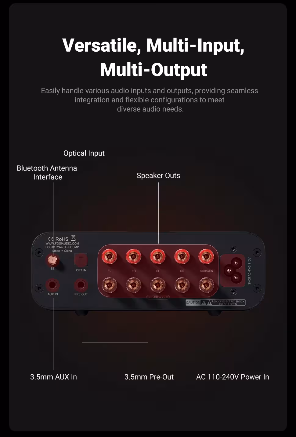 amplificador de audio doméstico Bluetooth