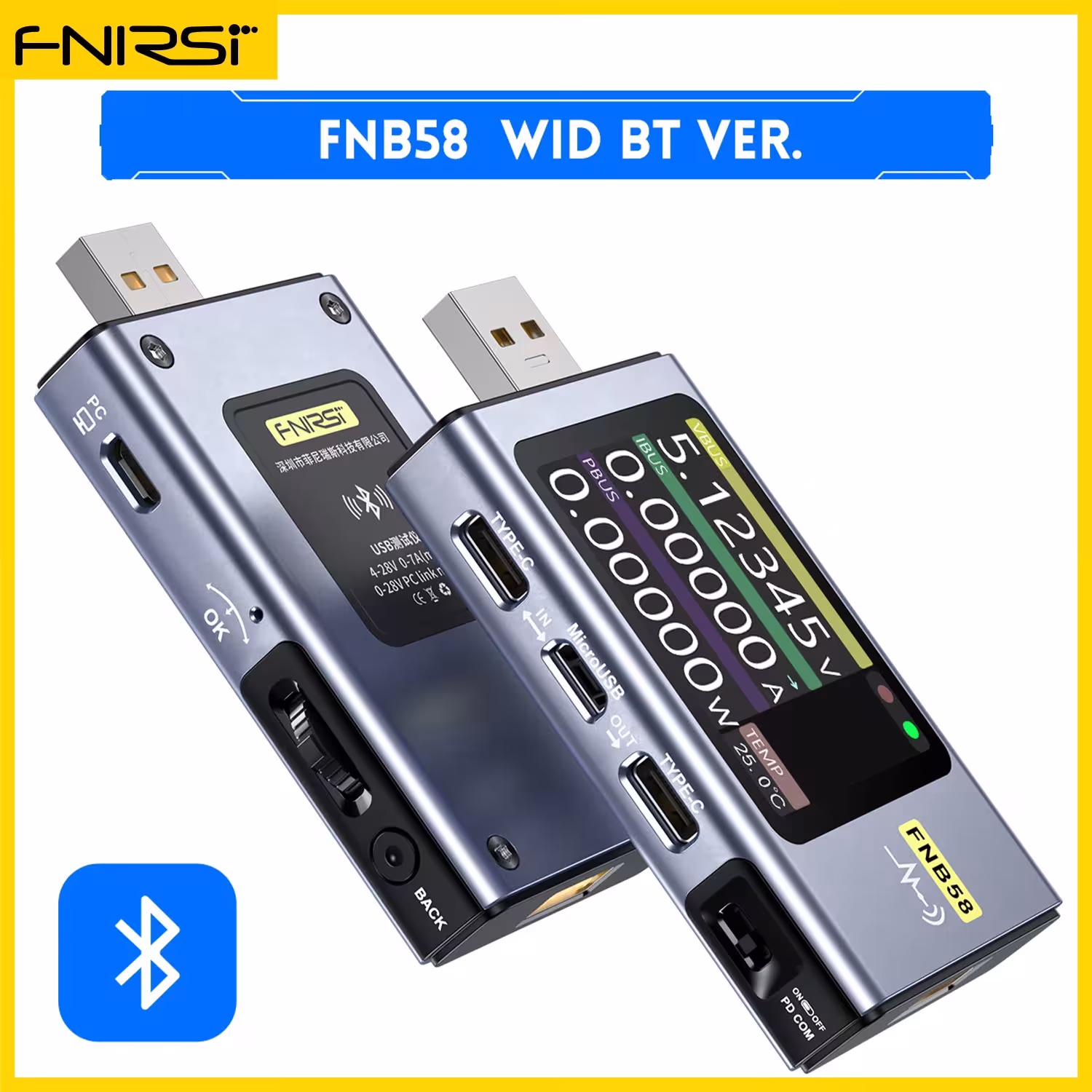 FNIRSI FNAC-28 USB Type-C voltmeter ammeter for fast charging testing