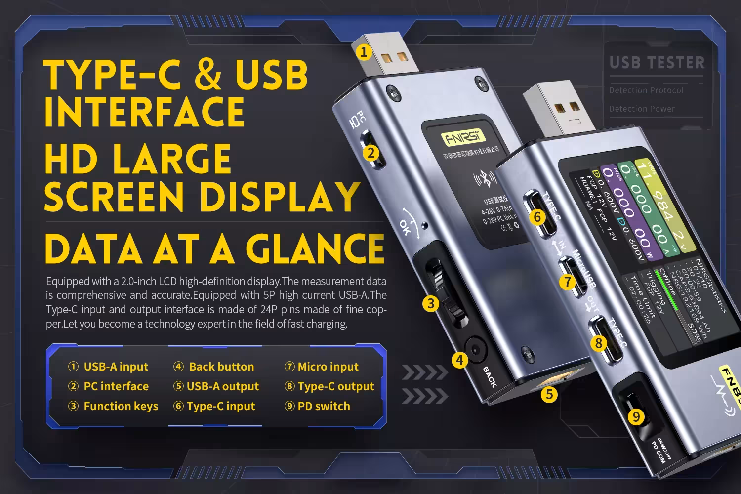 USB testeris voltmetras