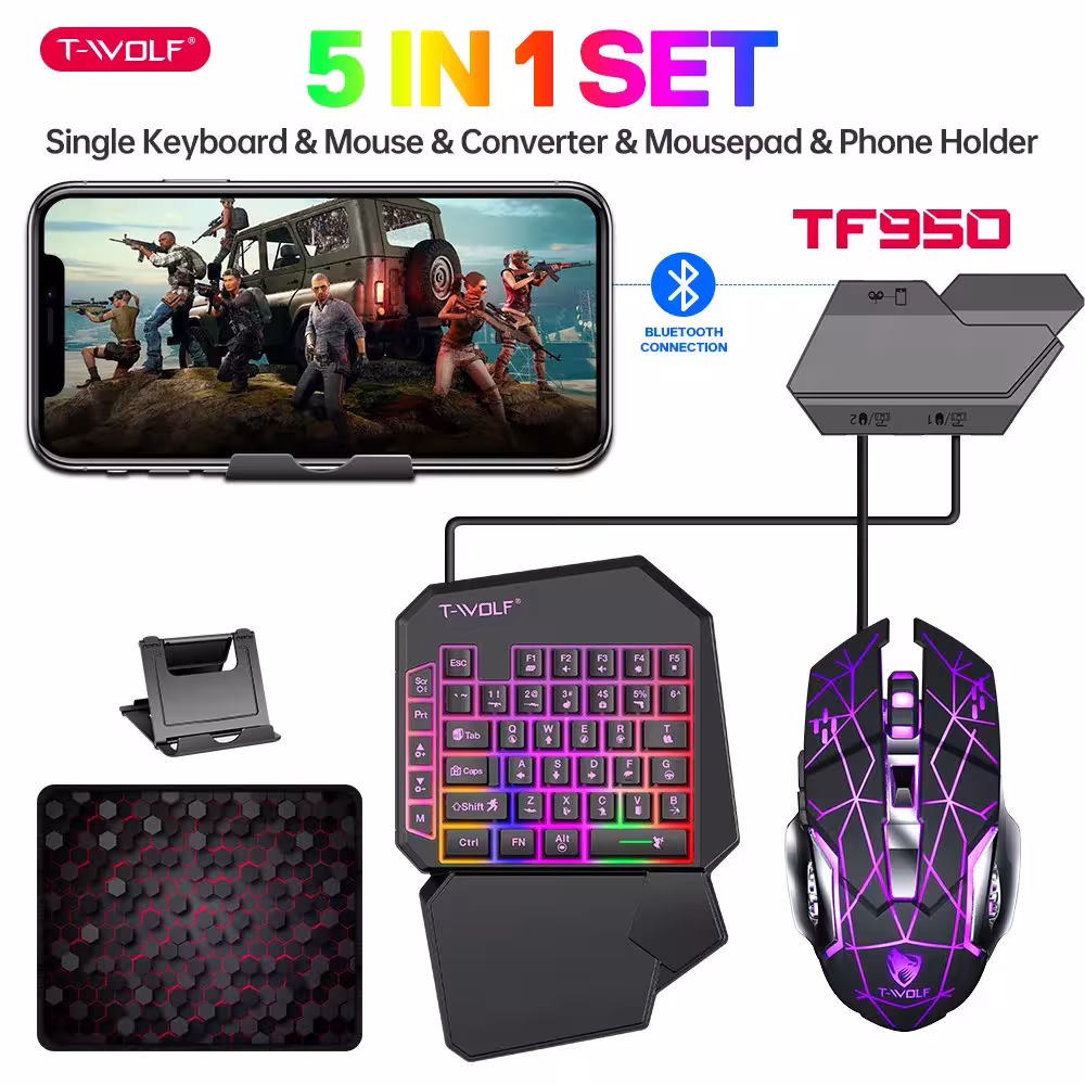 jeu 5 en 1 : clavier, souris et convertisseur