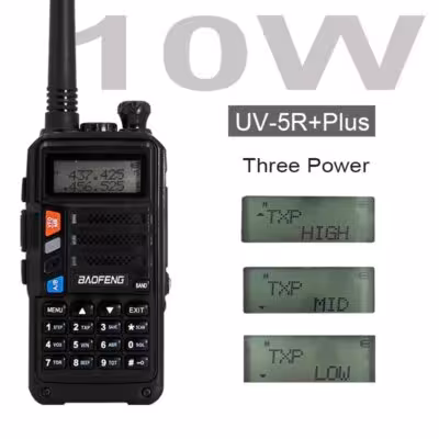 Baofeng UV-5R Plus Walkie Talkie stazione radio 10W con ricarica USB FM 10KM