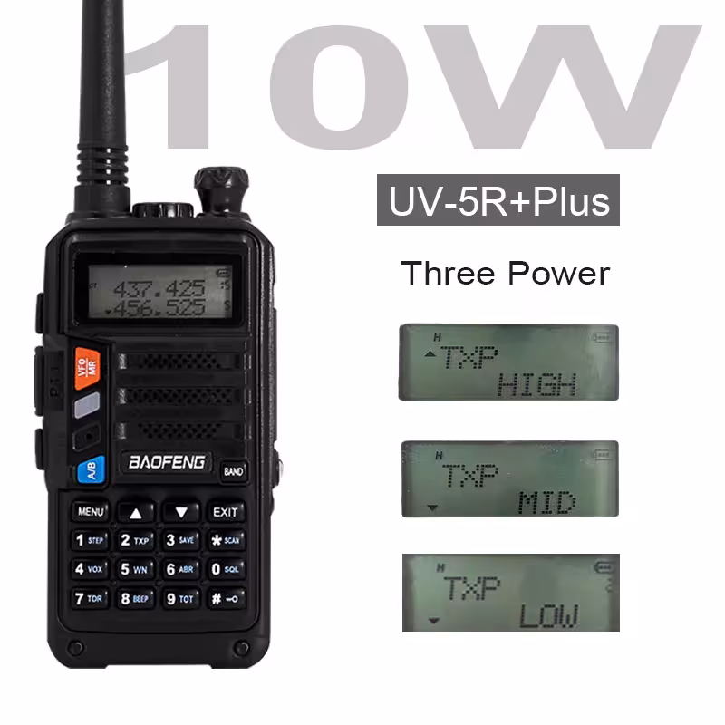 Baofeng UV-5R Plus Walkie Talkie 10W radijo ryšio stotis su FM 10KM USB krovimu