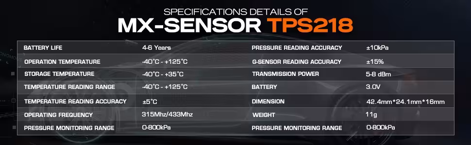 TPMS MX jutiklis padangų slėgiui