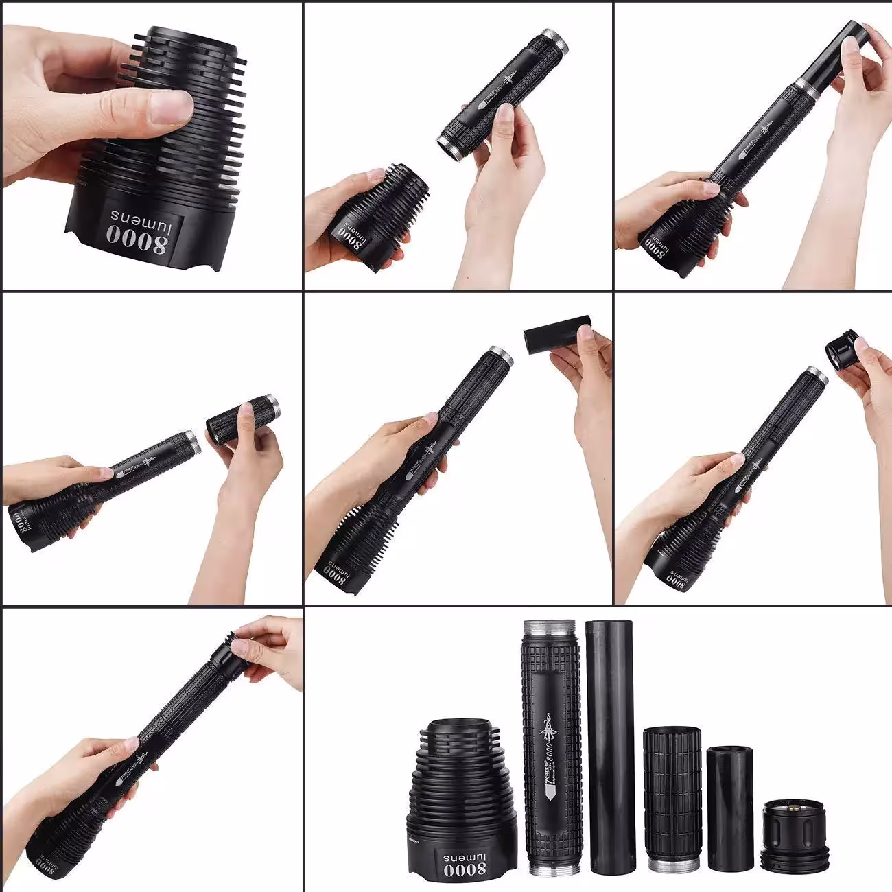 tactical LED flashlight 8000 lumens