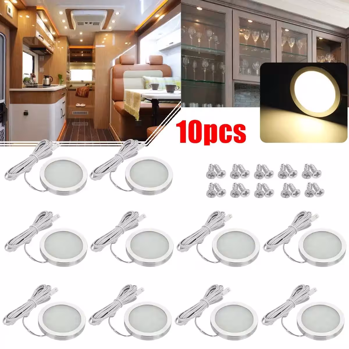 Projecteurs LED 12V pour voitures, camping-cars et bateaux - kits de 4/6/8/10 pièces