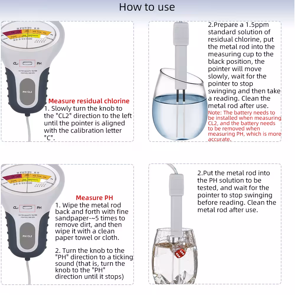 chlorine and pH measuring device