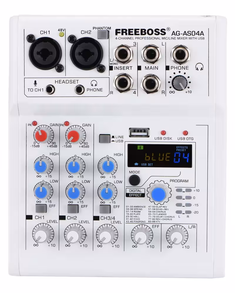 4-channel audio mixer