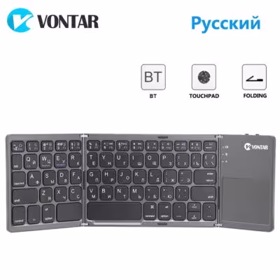 Portable Folding Wireless Keyboard with Lithuanian Layout Bluetooth