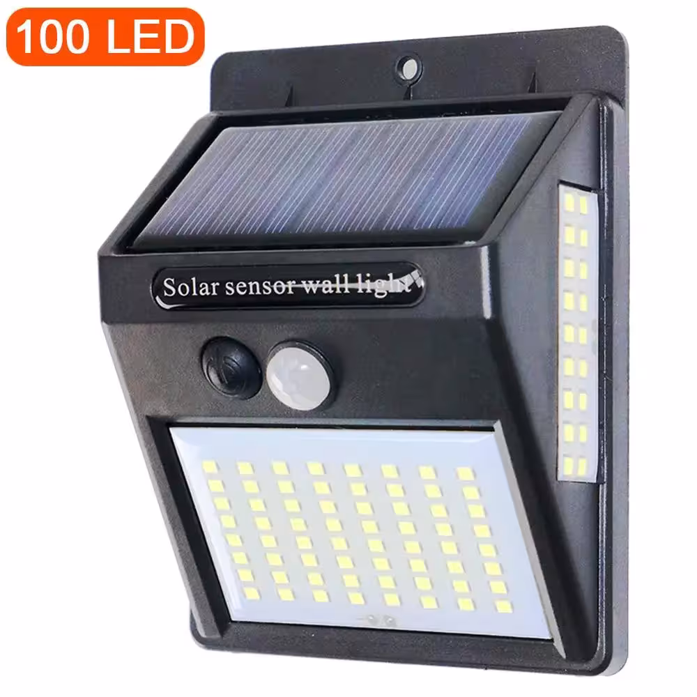 Capteur de mouvement PIR 100LED lumière solaire 3 côtés pour le jardin