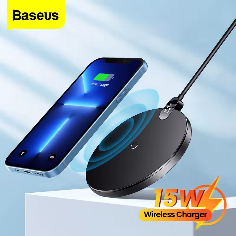 Baseus 15W wireless charger with LED display for iPhone Samsung Xiaomi