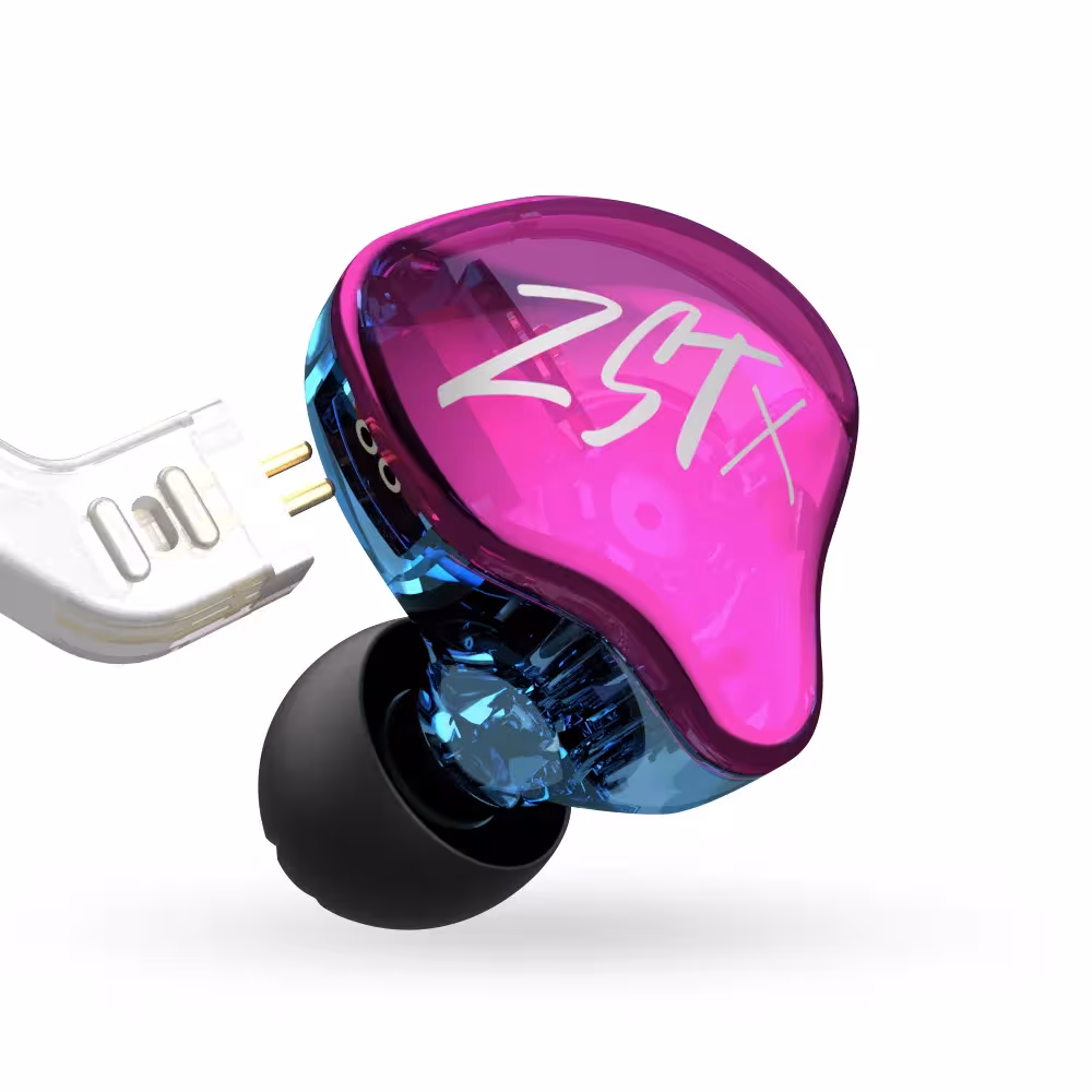 KZ ZSTX 1BA+1DD écouteurs hybrides avec câble plaqué argent pour le sport et DJ