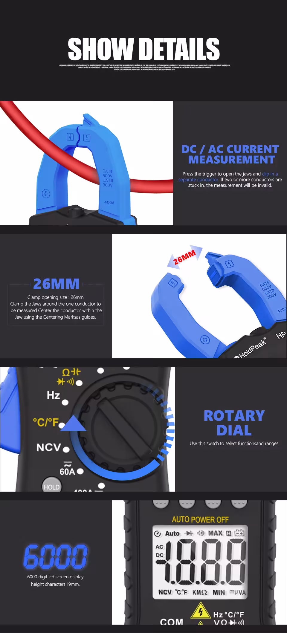 voltamperímetro inalámbrico de clip Bluetooth