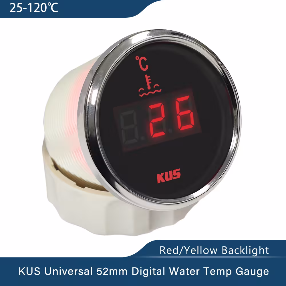 KUS skaitmeninis vandens temperatūros matuoklis 25-120 laipsnių 52MM 12V/24V