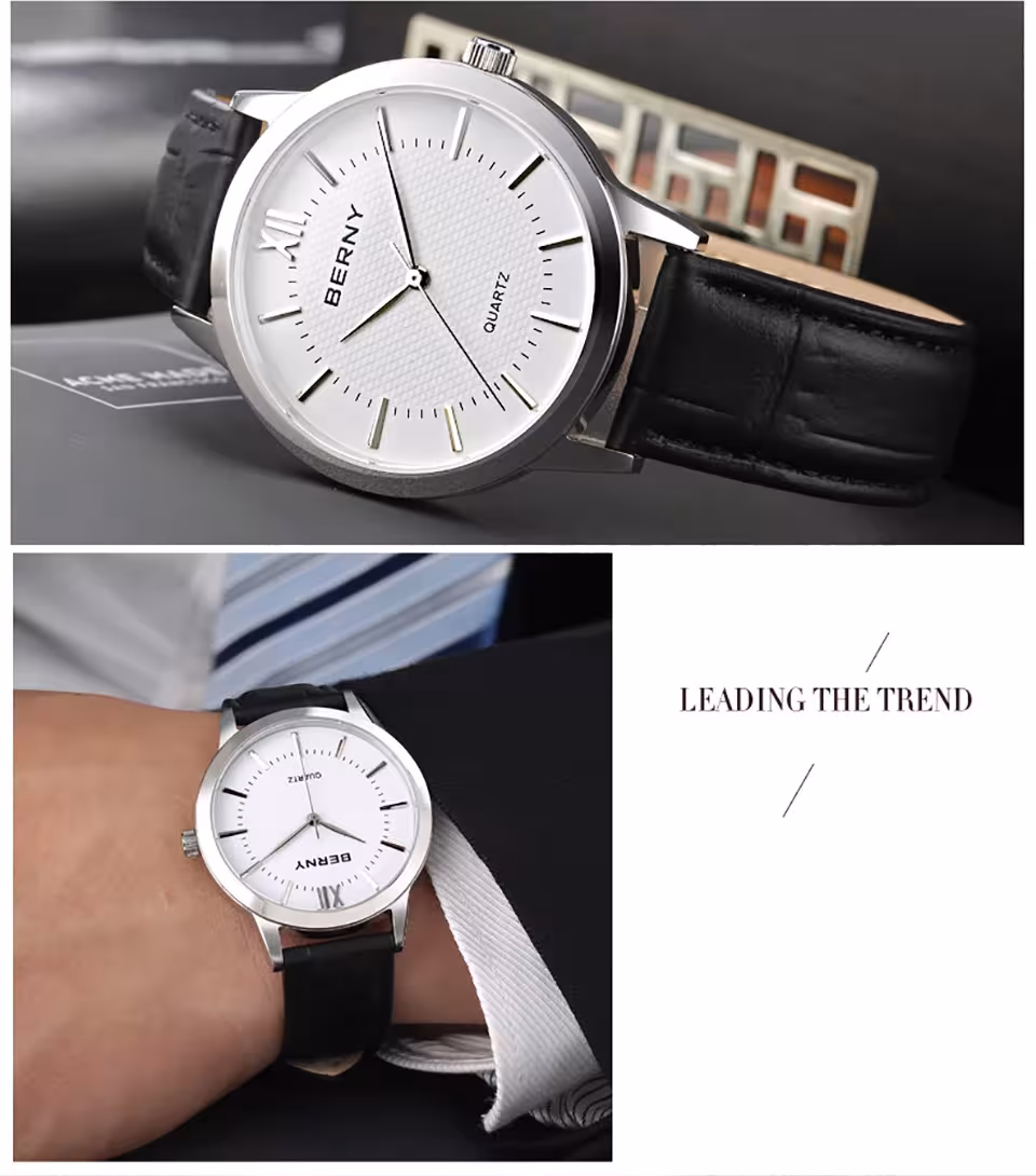 Men's quartz watch, water resistant