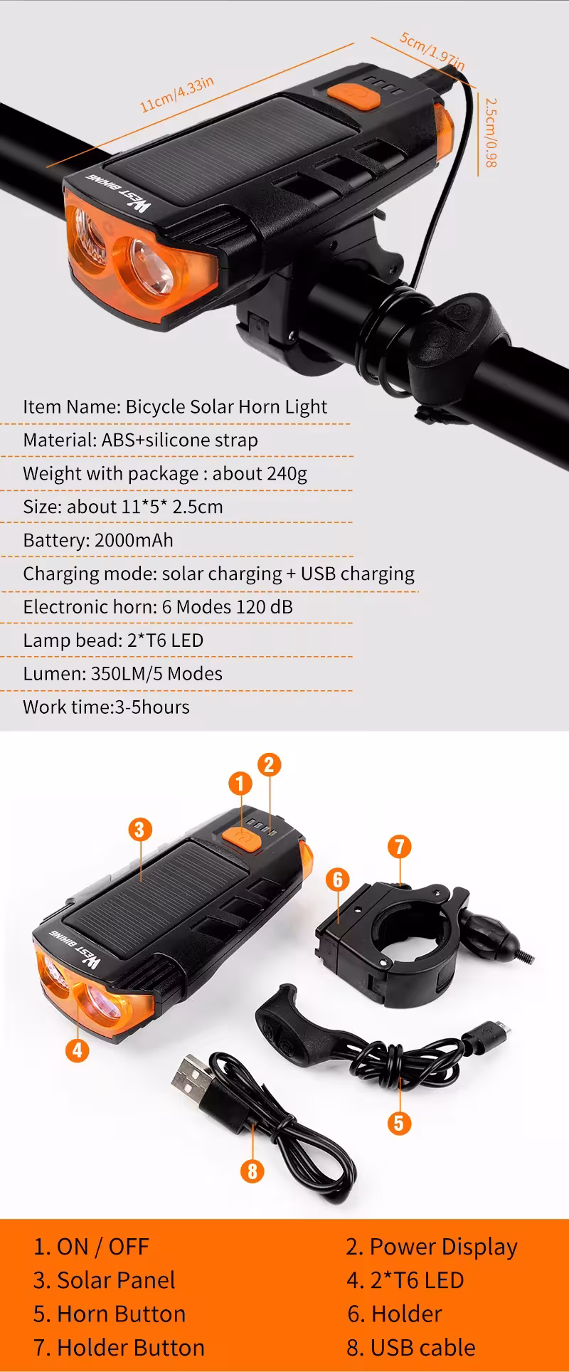 solar-powered bicycle light