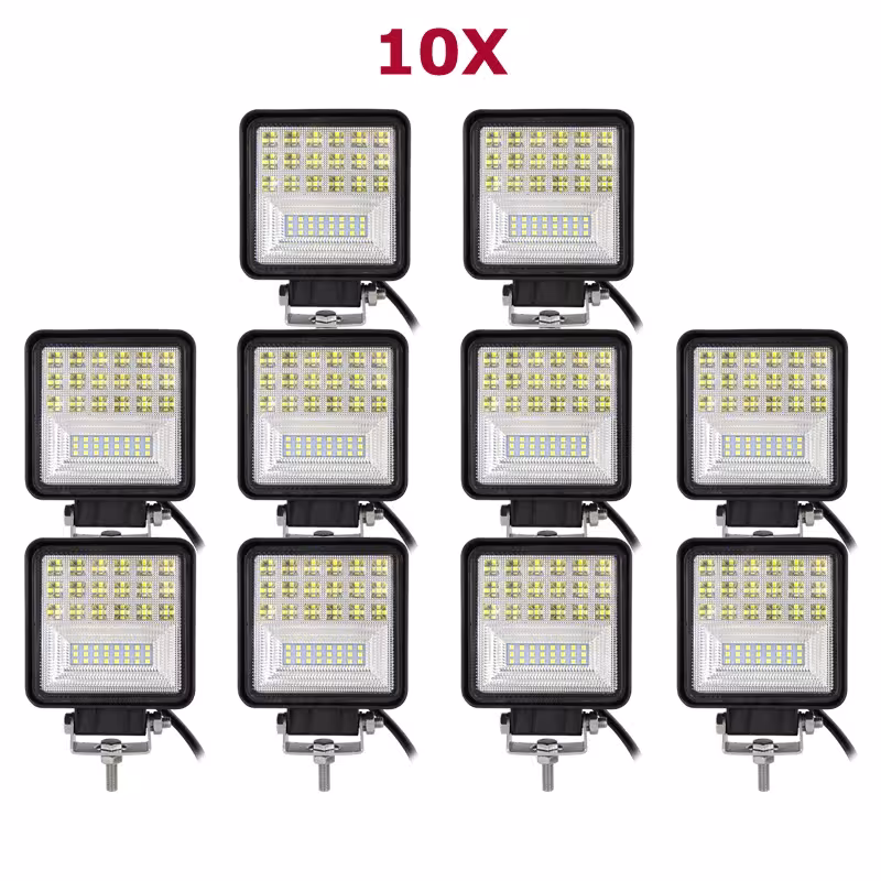 10pcs 4inch 126W LED lumières de travail 12V 24V pour la conduite droite