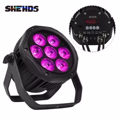 SHEHDS LED Par 7x18W RGBWA+UV IP65 Professional Stage Lighting System