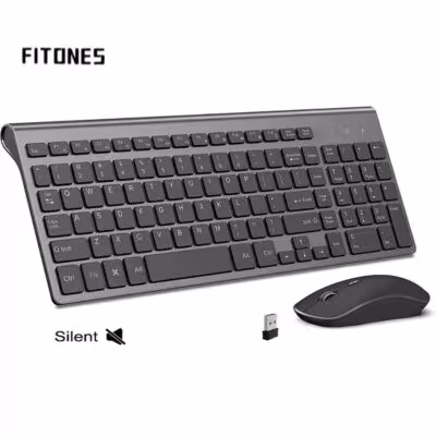Clavier et souris sans fil, 2400 DPI ergonomique, plein de 102 boutons, Russie / Angleterre / Espagne