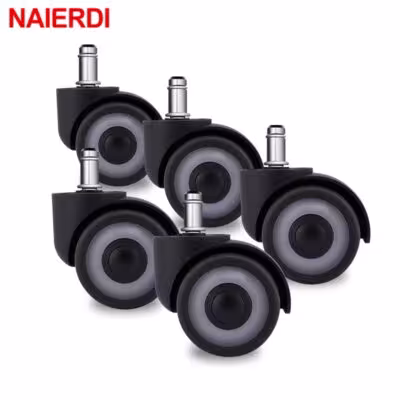 NAIERDI 5 pieces TPR rubber office chair wheels 50mm universal quiet replacement wheels