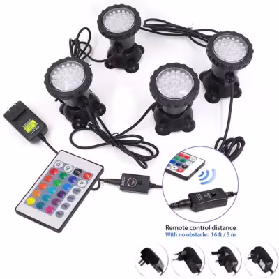 Lampe à eau LED RGB IP68 36 LED pour fontaine de piscine