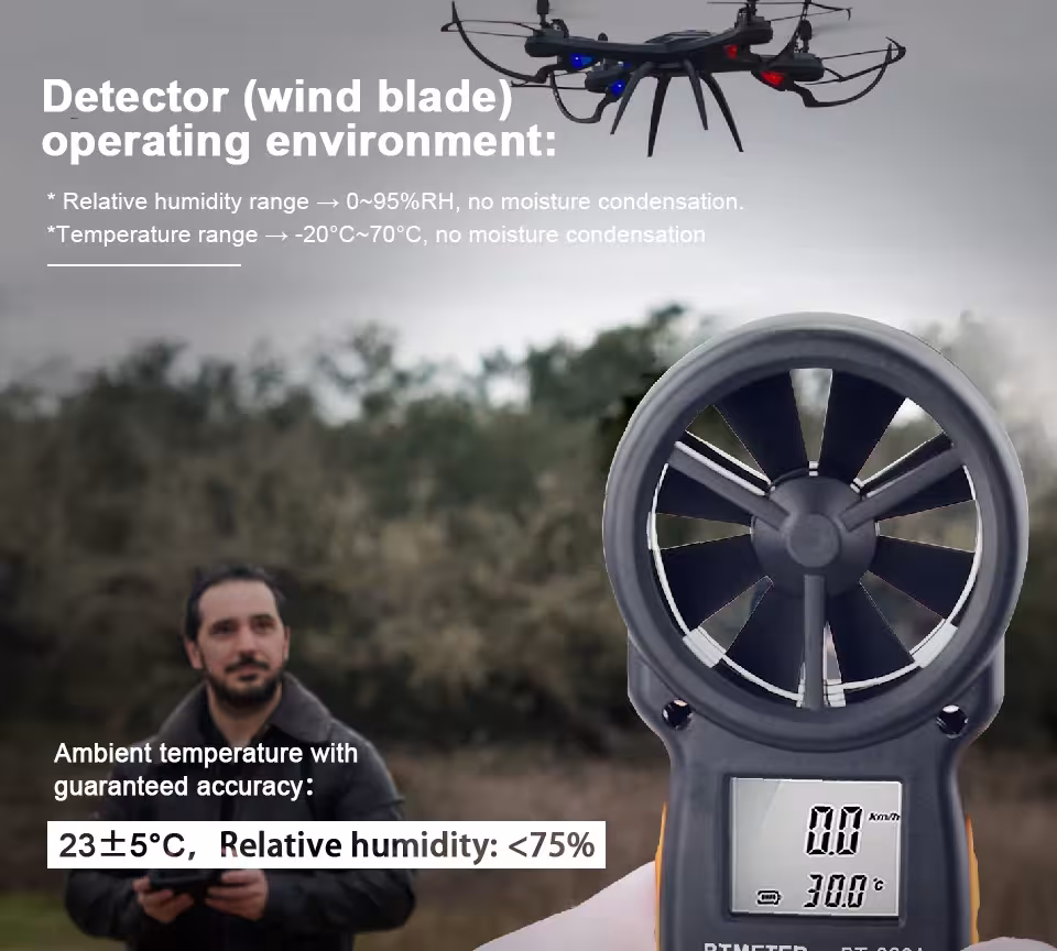 anémomètre numérique pour flux d'air