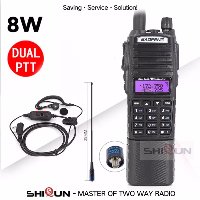 Radio Baofeng UV-82 8W avec batterie 3800mA, portée 10km
