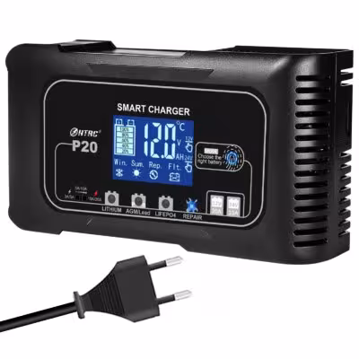 Cargador de batería inteligente HTRC 20A 12V-24V para ciclo de motor