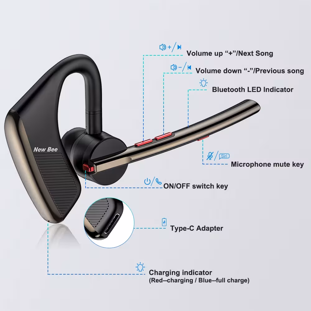 auriculares Bluetooth inalámbricos con supresión de ruido