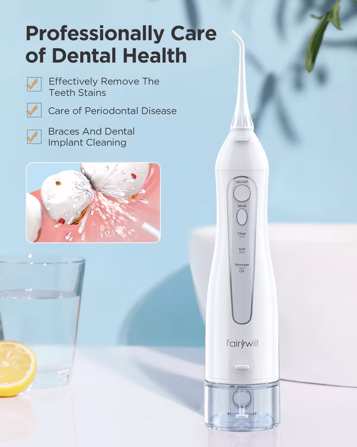 Brosse à dents électrique avec jet d'eau