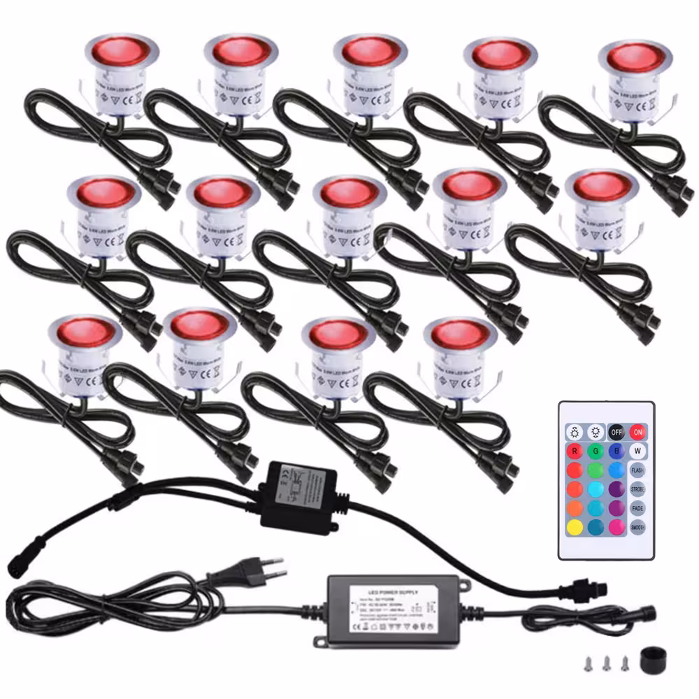 RGB LED žemės šviesos 6/10/16 vnt su nuotoliu vandeniui atsparios LED lempos