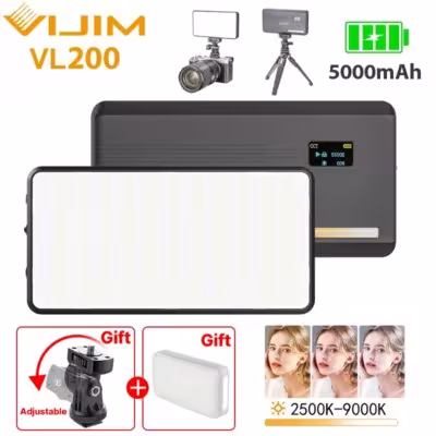 Ulanzi VL200 LED-Videoleuchte mit Diffusor 360° Kugelkopf 5000mAh 2500-9000K