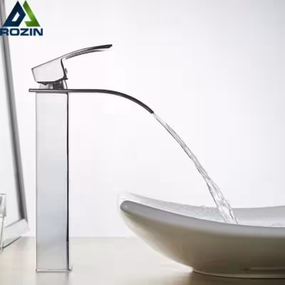 Rosin Waterfall Salle de bain Mixer avec eau froide chaude chromée