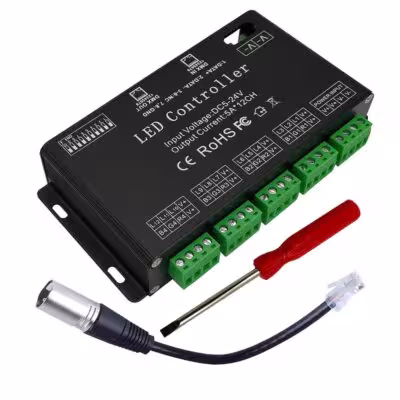 Decodificador DMX de 12 canales para la gestión de bandas RGB LED 60A 5V-24V