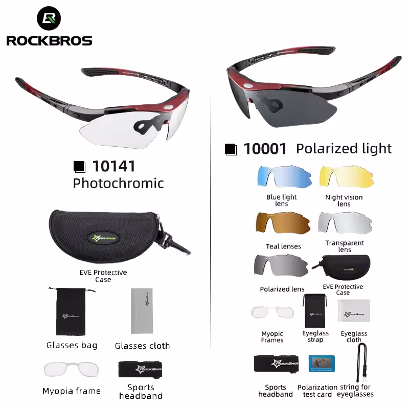 ROCKBROS photochromic cycling glasses with polarization and myopia frame