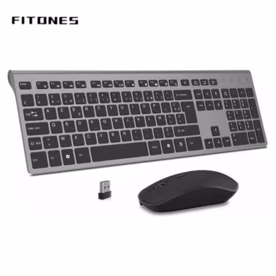 Clavier sans fil et souris Connexion batterie 2.4 GHz UK FR KR ES US