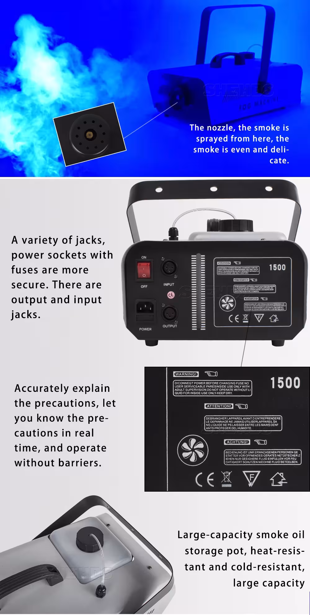 Máquina de humo para DJ de 1500W