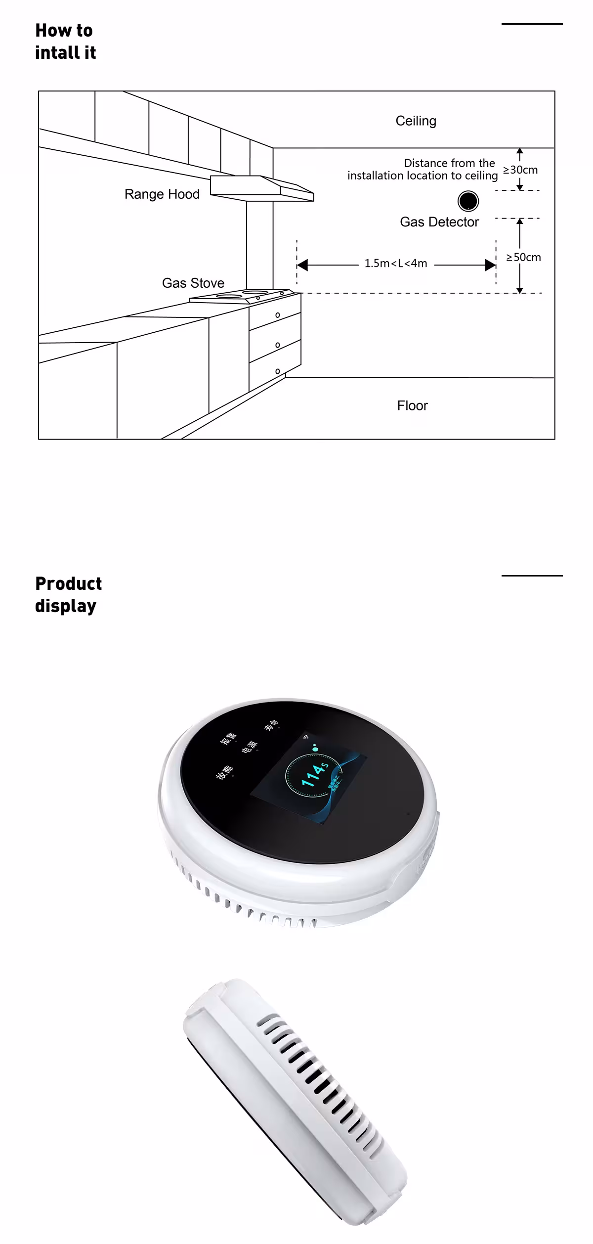 Rilevatore di gas WiFi per la casa