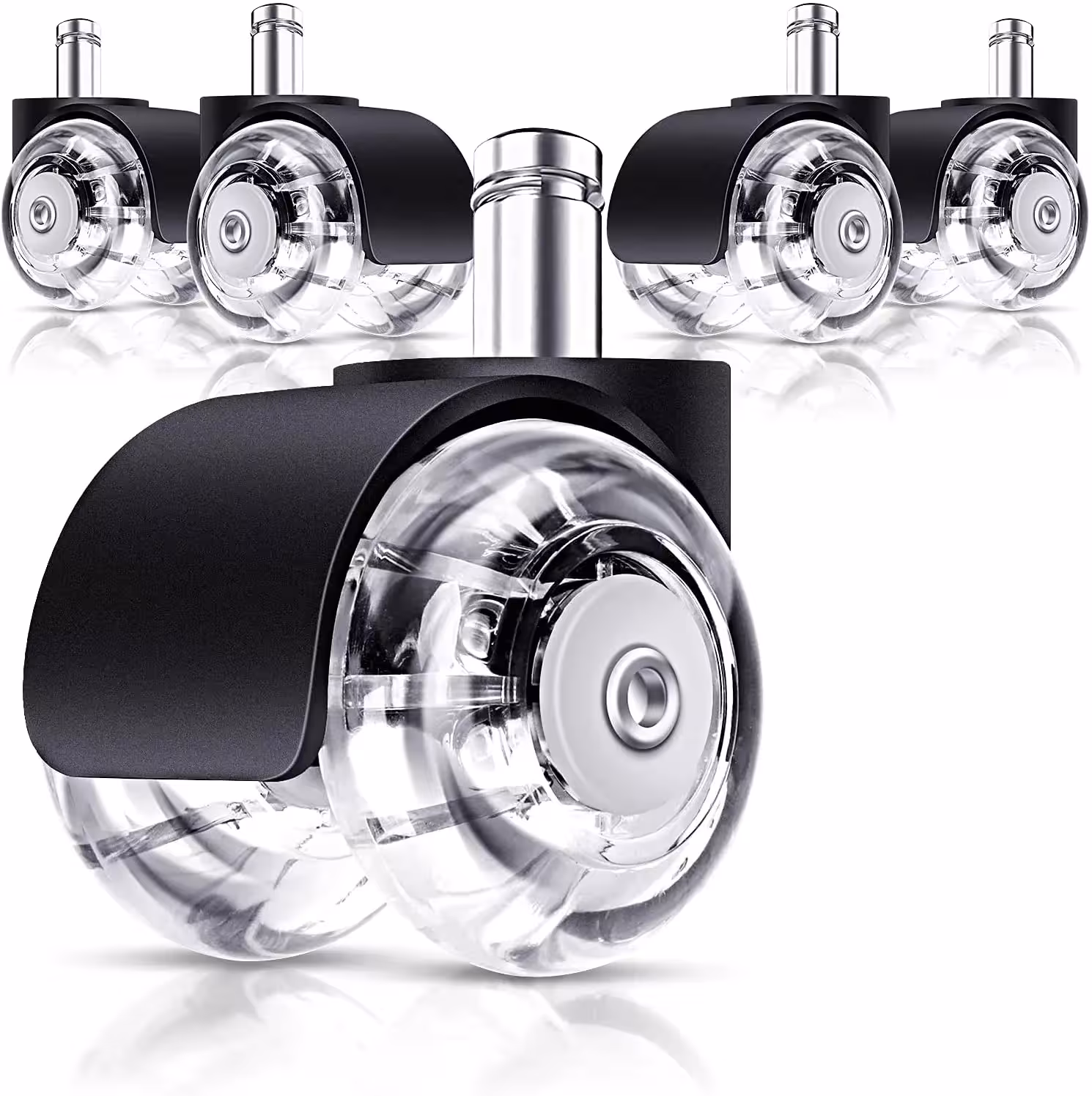 5-piece universal office chair wheel set with quiet screw