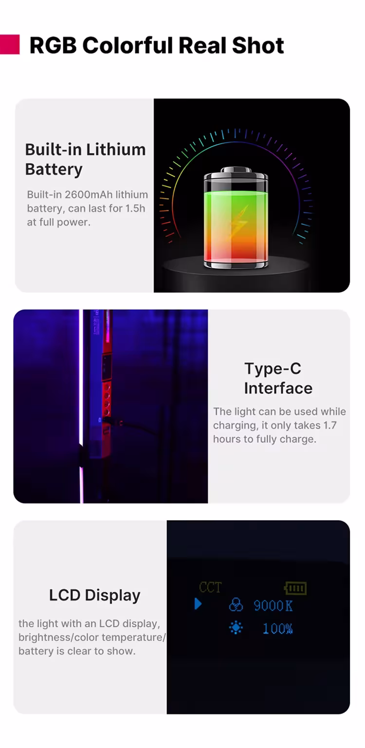 RGB LED vaizdo šviesa
