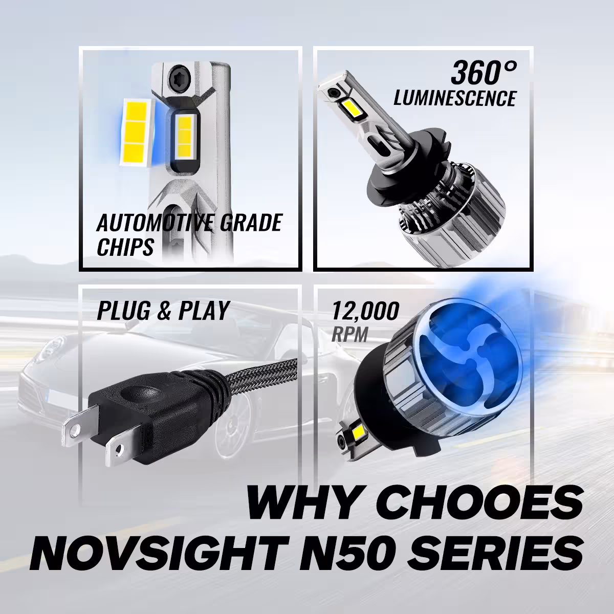 LED automobilių priekiniai žibintai