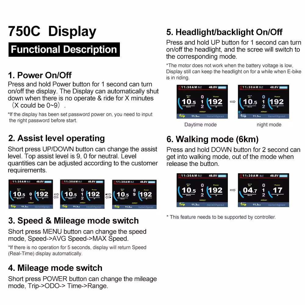 Bluetooth 750C display for Bafang
