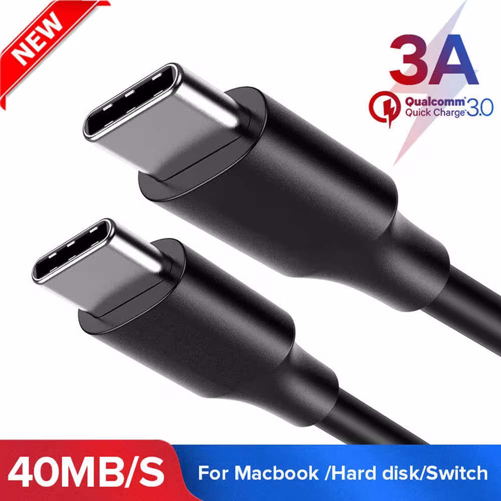 USB-C į USB-C kabelis greitas įkrovimas PD 3A Xiaomi Samsung Macbook