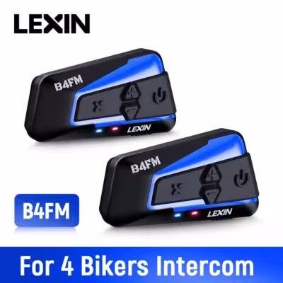 Altoparlante per casco da motociclista Bluetooth Lexin B4FM per 4 motociclisti 1600M