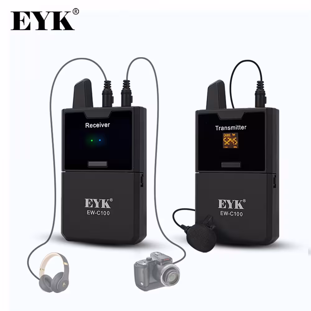 Micrófono lavalier inalámbrico EYK EW-C100 para cámaras DSLR y teléfonos inteligentes