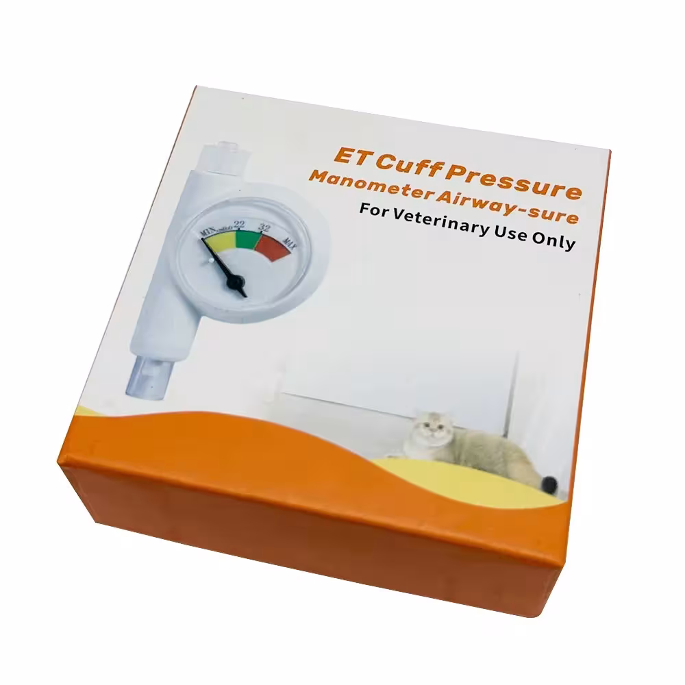 Endotracheal intubation cylinder pressure gauge with detection of saturation in animals